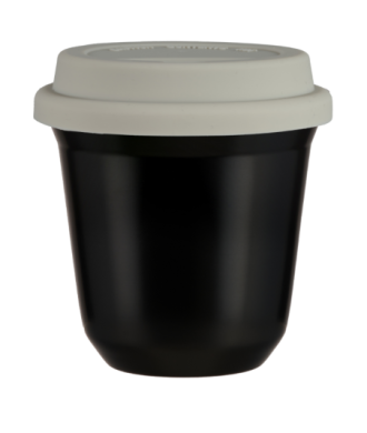 Kubek 80 ml CZARNY, z białą pokrywką Kubek 80 ml CZARNY, z białą pokrywką
