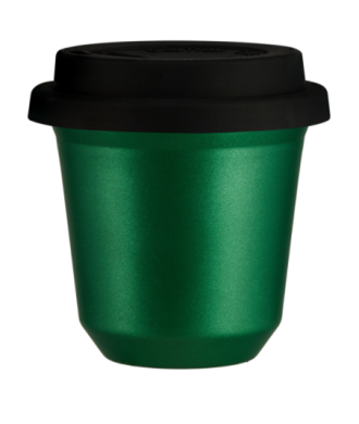 Kubek 80 ml ZIELONY METALIC, z czarną pokrywką Kubek 80 ml ZIELONY METALIC, z czarną pokrywką
