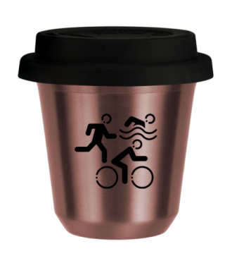 Kubek 80 ml RÓŻOWE ZŁOTO "Sporty (czarny)", z czarną pokrywką Kubek 80 ml RÓŻOWE ZŁOTO "Sporty (czarny)", z czarną pokrywką