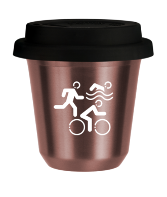 Kubek 80 ml RÓŻOWE ZŁOTO "Sporty (biały)", z czarną pokrywką Kubek 80 ml RÓŻOWE ZŁOTO "Sporty (biały)", z czarną pokrywką