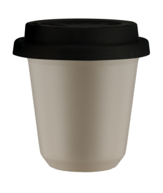 Kubek 80 ml BEŻOWY, z czarną pokrywką Kubek 80 ml BEŻOWY, z czarną pokrywką