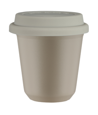 Kubek 80 ml BEŻOWY, z białą pokrywką Kubek 80 ml BEŻOWY, z białą pokrywką