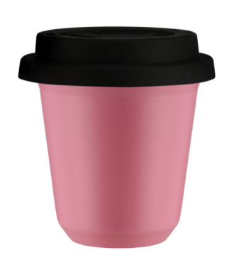 Kubek 80 ml RÓŻOWY, z czarną pokrywką Kubek 80 ml RÓŻOWY, z czarną pokrywką