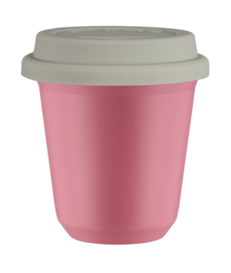 Kubek 80 ml RÓŻOWY, z białą pokrywką Kubek 80 ml RÓŻOWY, z białą pokrywką