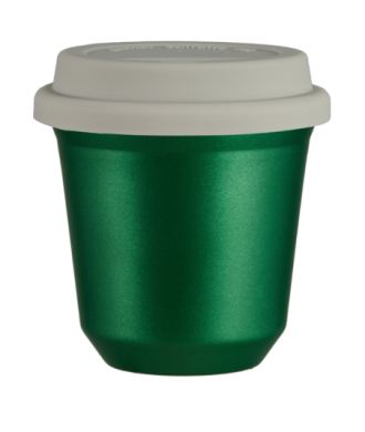 Kubek 150 ml ZIELONY METALIC, z białą pokrywką Kubek 150 ml ZIELONY METALIC, z białą pokrywką