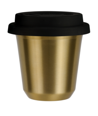 Kubek 150 ml ZŁOTY, z czarną pokrywką Kubek 150 ml ZŁOTY, z czarną pokrywką