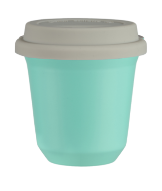 Kubek 150 ml TURKUSOWY, z białą pokrywką Kubek 150 ml TURKUSOWY, z białą pokrywką