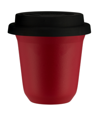 Kubek 150 ml CZERWONY, z czarną pokrywką Kubek 150 ml CZERWONY, z czarną pokrywką