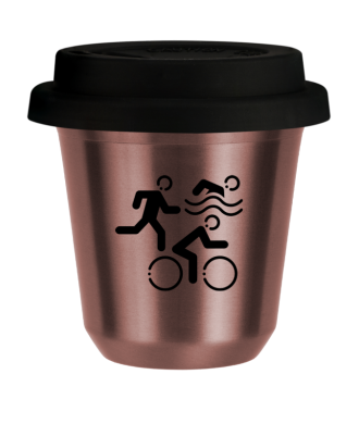 Kubek 80 ml RÓŻOWE ZŁOTO "Sporty (czarny)", z czarną pokrywką Kubek 80 ml RÓŻOWE ZŁOTO "Sporty (czarny)", z czarną pokrywką