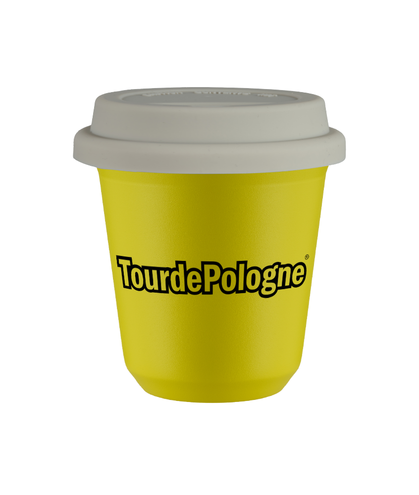 Kubek 80 ml TourDePologne , z białą pokrywką