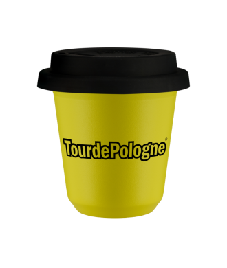 Kubek 150 ml TourDePologne , z czarną pokrywką Kubek 150 ml TourDePologne , z czarną pokrywką