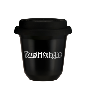 Kubek 150 ml TourDePologne , z czarną pokrywką Kubek 150 ml TourDePologne , z czarną pokrywką