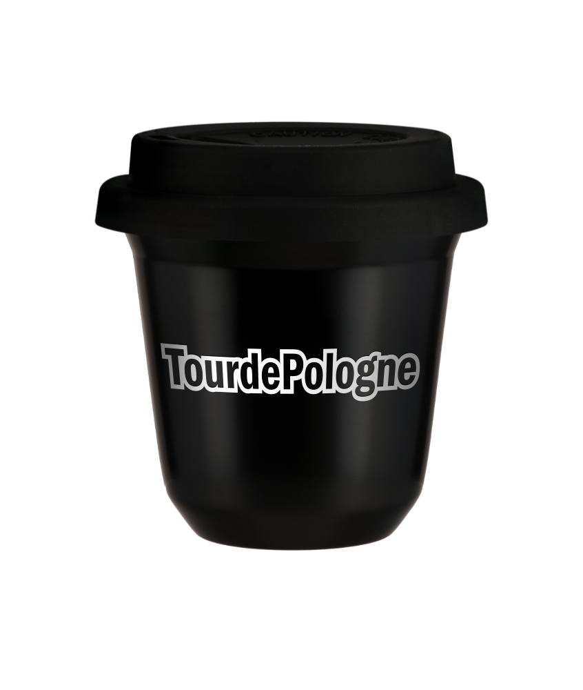 Kubek 150 ml TourDePologne , z czarną pokrywką Kubek 150 ml TourDePologne , z czarną pokrywką