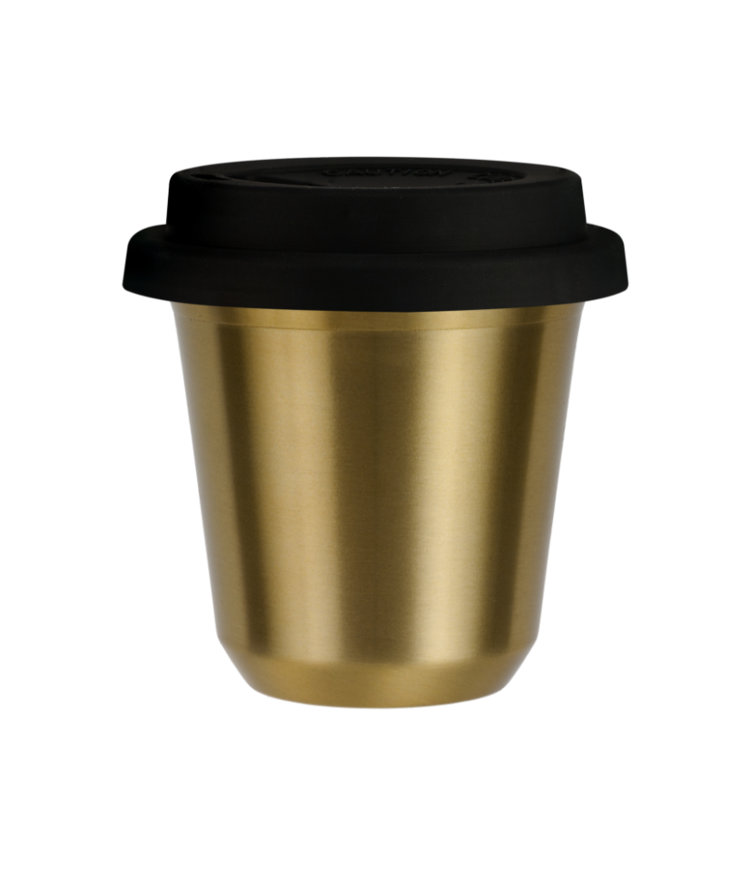 Kubek 350 ml ZŁOTY, z czarną pokrywką Kubek 350 ml ZŁOTY, z czarną pokrywką