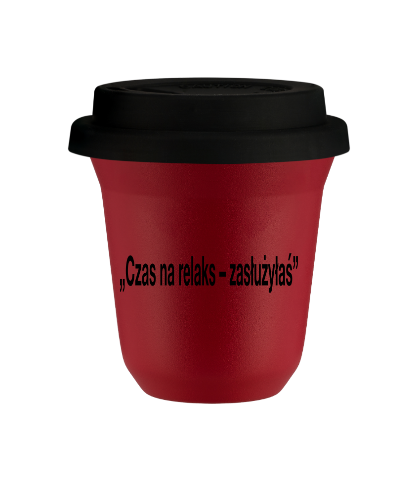 Kubek 80 ml CZERWONY, z czarną pokrywką Kubek 80 ml CZERWONY, z czarną pokrywką