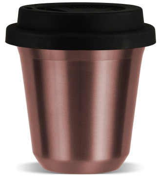 Kubek 150 ml RÓŻOWE ZŁOTO, z czarną pokrywką Kubek 150 ml RÓŻOWE ZŁOTO, z czarną pokrywką