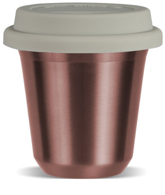 Kubek 80 ml RÓŻOWE ZŁOTO, z białą pokrywką Kubek 80 ml RÓŻOWE ZŁOTO, z białą pokrywką