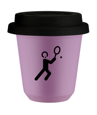 Kubek 80 ml LILIOWY "Tenis 1 (czarny)", z czarną pokrywką Kubek 80 ml LILIOWY "Tenis 1 (czarny)", z czarną pokrywką