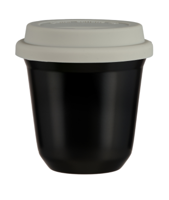 Kubek 80 ml CZARNY, z białą pokrywką Kubek 80 ml CZARNY, z białą pokrywką