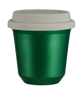 Kubek 80 ml ZIELONY METALIC, z białą pokrywką Kubek 80 ml ZIELONY METALIC, z białą pokrywką
